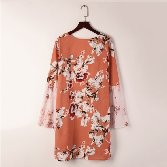 Boho Floral Blooms Rustic Orange Kimono - Picture 4 of 8